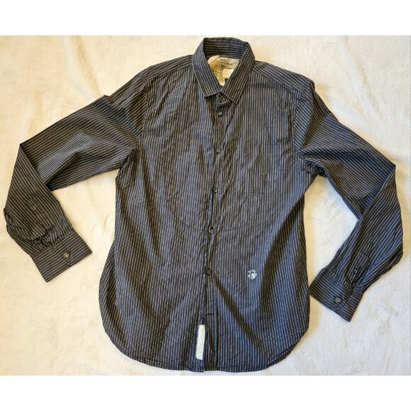 Diesel Dress Shirt - 100% Cotton- Gray With White Stripe - Size Medium - Picture 1 of 15